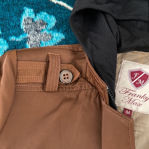 Franky Max Mens Brown Jacket with Removable Hood Size Medium - Picture 7 of 7